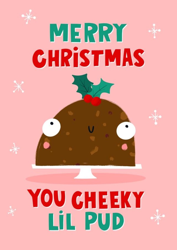 Funny Christmas Card - Cheeky Lil Pud created by Lucy Maggie Designs