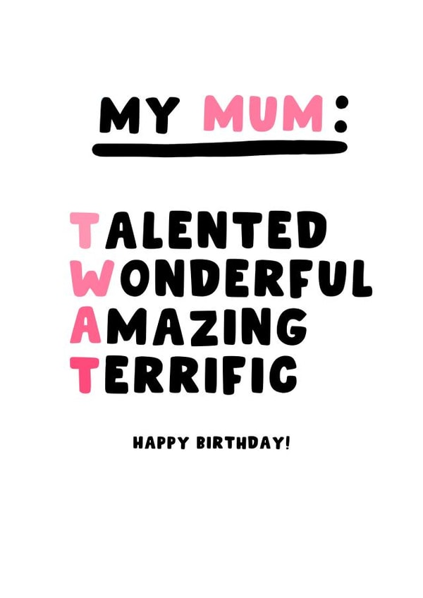 Cheeky Christmas Card - Mum - Twat created by Pink Peach Cards