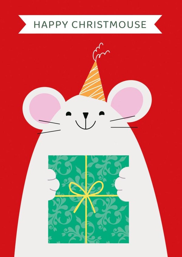 Cute Christmas Card - Christmouse Pun created by Paper Heart Designs