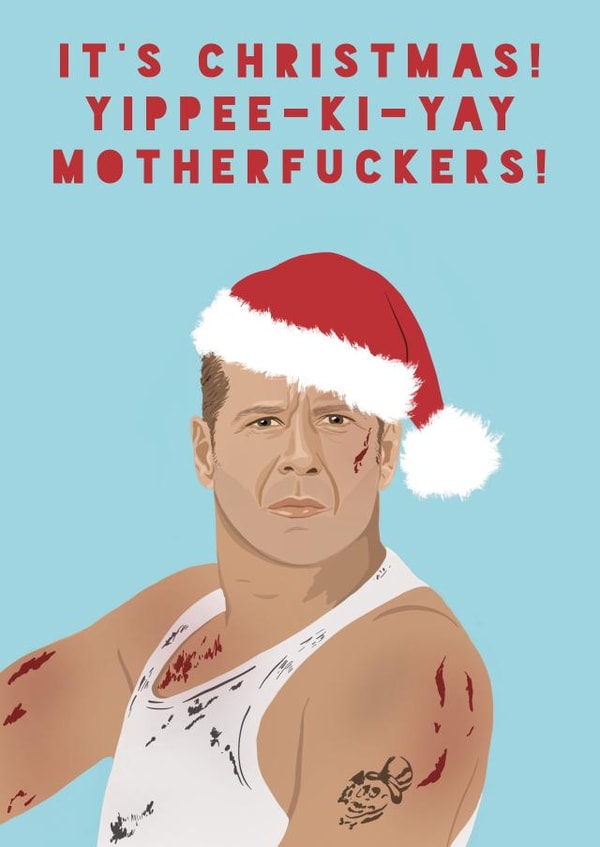 Funny Christmas Card - Die Hard - John McClane created by Lucy Maggie Designs