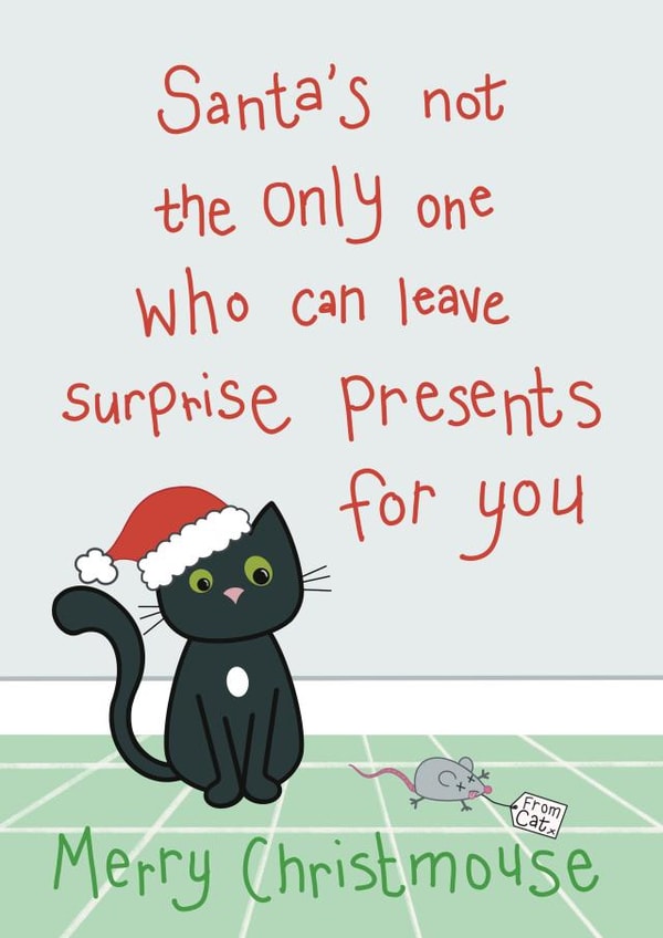 Funny Christmas Card - From The Cat - Surprise Gift created by Presents Felt