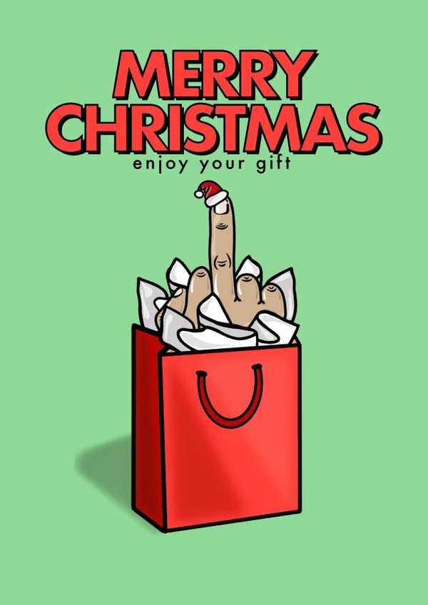 Christmas - Middle Finger Gift Bag - Santa Hat created by fyou cards