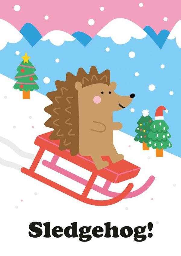 Sledgehog - Cute Christmas Card created by Studio Boketto