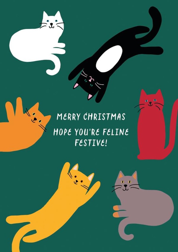 Funny and Cute Christmas Card - Feline Festive created by Paper Heart Designs