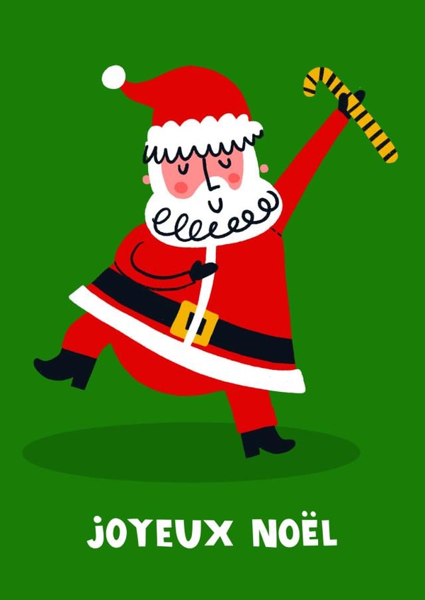 Funny Christmas Card - Dancing Santa Claus Candy Cane created by Lucy Maggie Designs