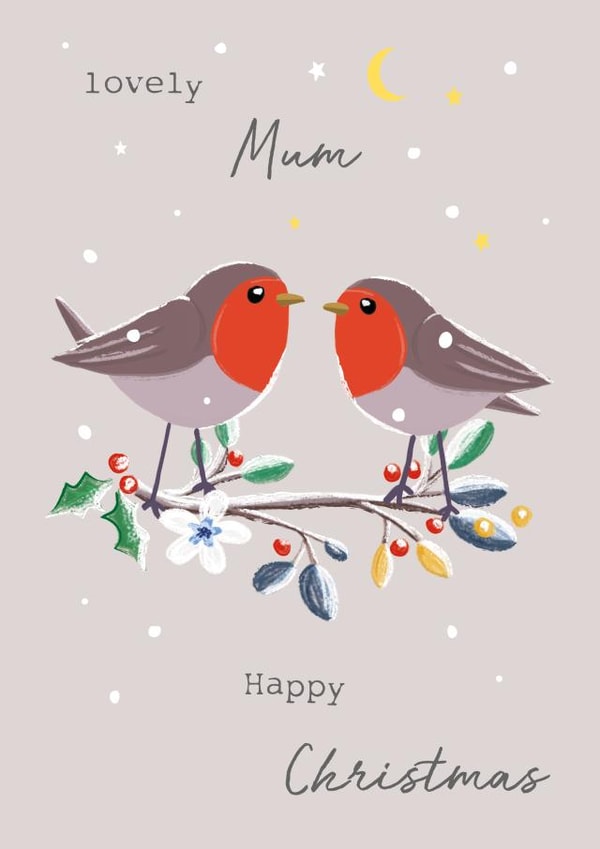 Pretty Christmas Card - Mum - Robin created by SABIVO Design by Sabina