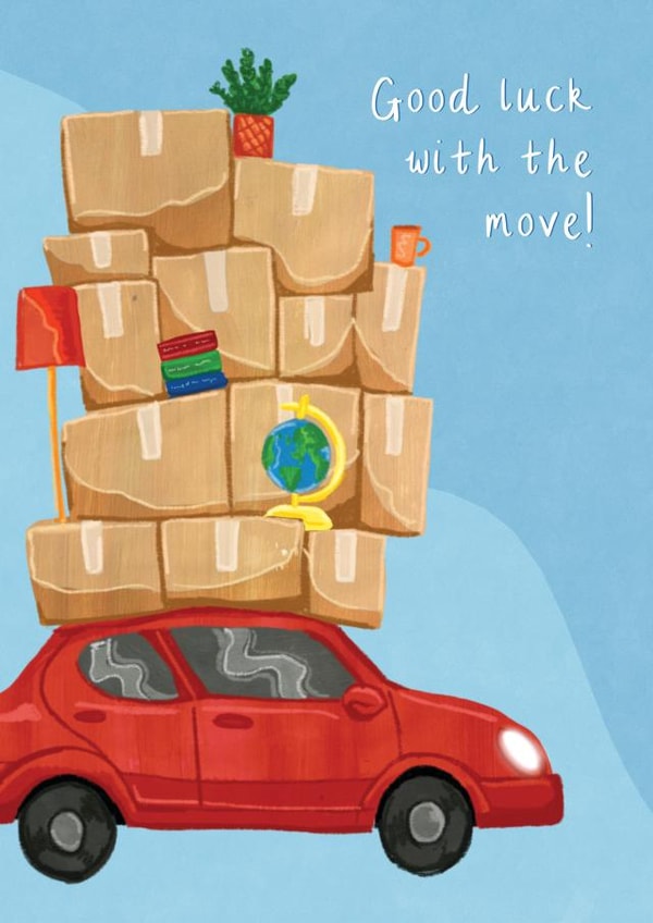 Moving house – lots of boxes – car created by Evie Warren Illustration
