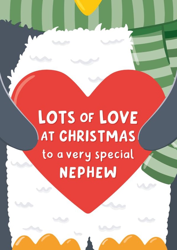 Cute Christmas Card - Nephew - Penguin created by Macie Dot Doodles