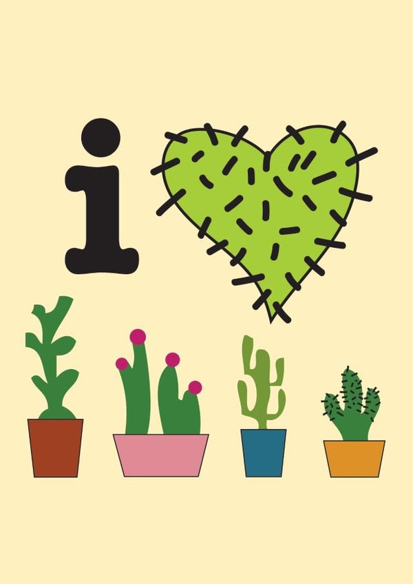 A cute hello or thank you card for a Cacti Lover created by Sal Roydhouse