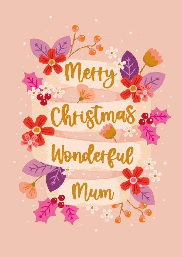Pretty Floral Christmas card - Wonderful Mum created by The Pattern Press