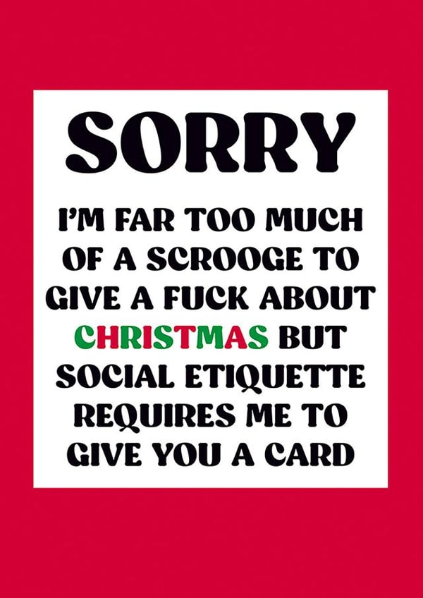 Rude and Funny Christmas Card - Social Etiquette created by Dean Morris Cards