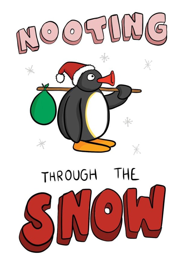 Funny Pingu Christmas Card - Penguin 90's Kids TV created by Bishop, Please!