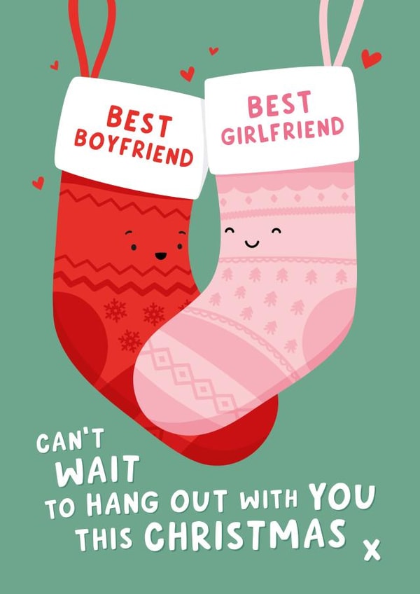 Cute Christmas Card - Boyfriend/Girlfriend - Stocking created by Fliss Muir