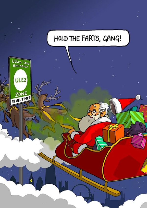 Funny Christmas Card - ULEZ Zone created by Bryony Jackson Walters