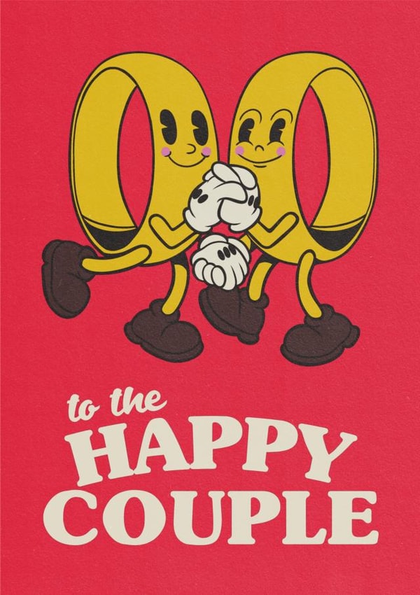 Cute Wedding Card - Happy Couple - Rings created by Gill Lavansch-Brown