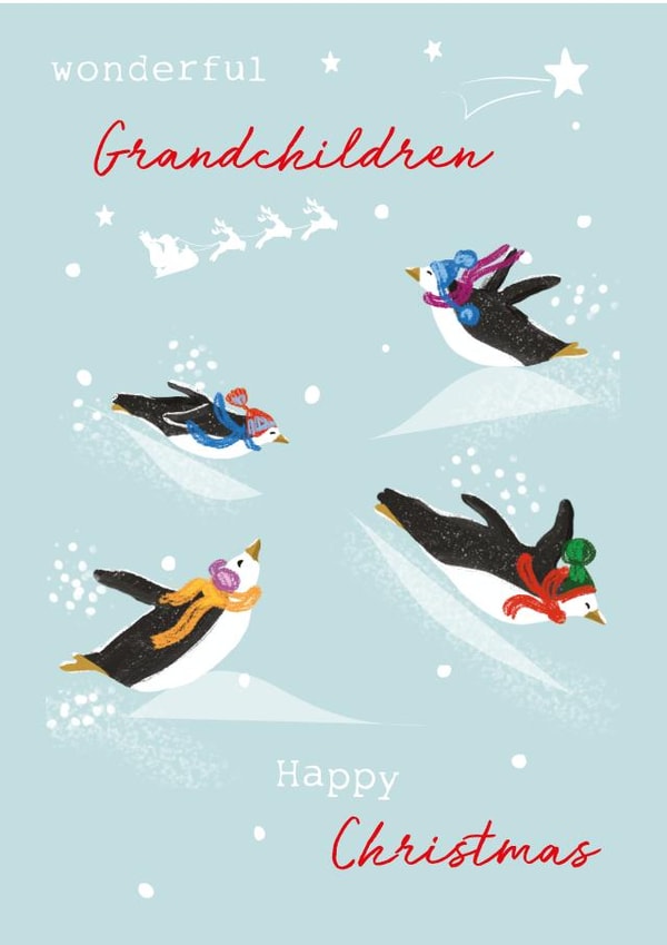Penguins Christmas Card - Wonderful Grandchildren Christmas Card created by SABIVO Design by Sabina