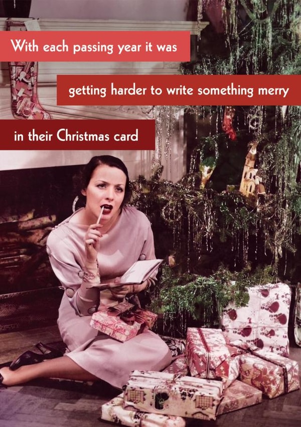 Funny Christmas Card - Retro - Write Something Merry created by Quitting Hollywood