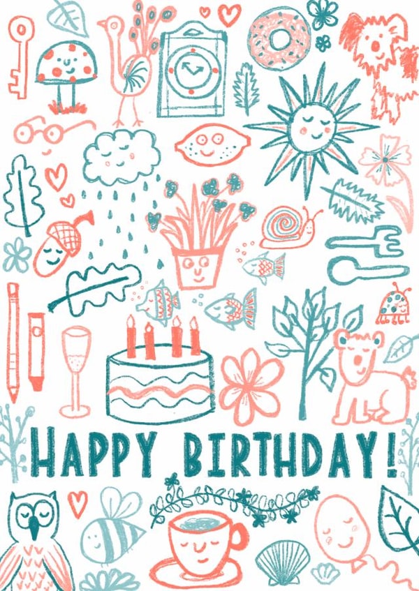 Cute Birthday Card - Happy Birthday Doodles created by Abi Bryan
