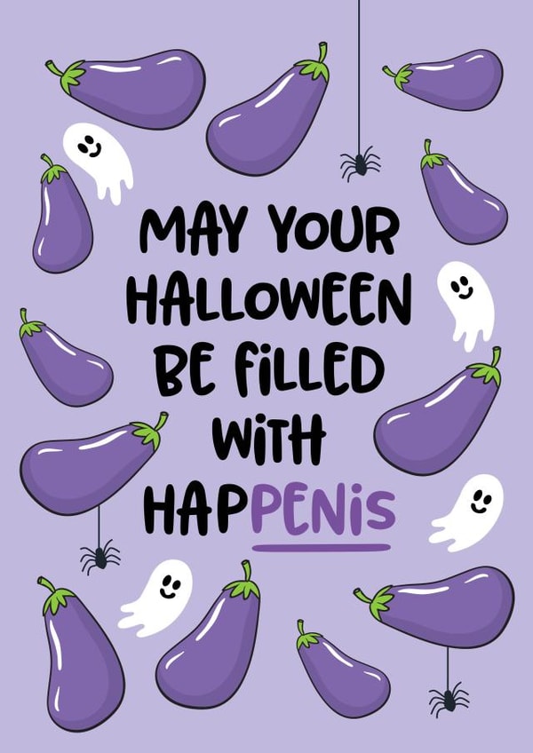 Halloween card - wishing the recipient extra happiness - Penis Pun created by Superlush Cards