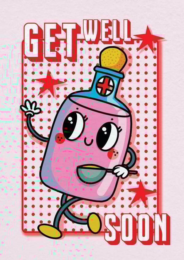 Vintage Cartoon Style Get Well Card - For everyone - Take Your Medicine created by NICHOLA COWDERY ILLUSTRATIONS
