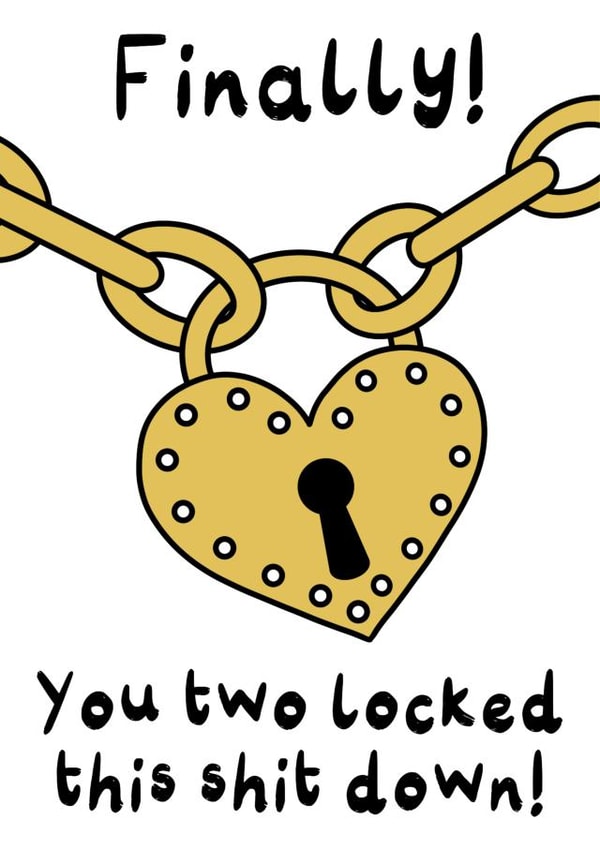 Rude Wedding card for couples - Finally! You two locked this down! - Gay wedding created by Bloom & Lark Designs