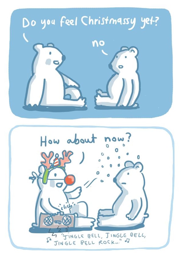 Polar Bear Christmas Card - Funny Comic Style - Feeling Christmassy created by Sarah Ray