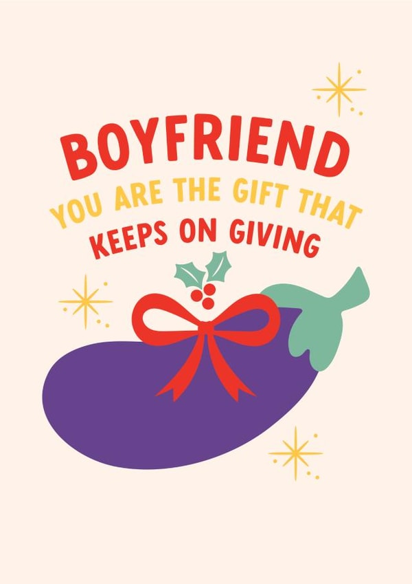 Aubergine Innuendo Christmas Card for Boyfriend created by Joyful Joyful