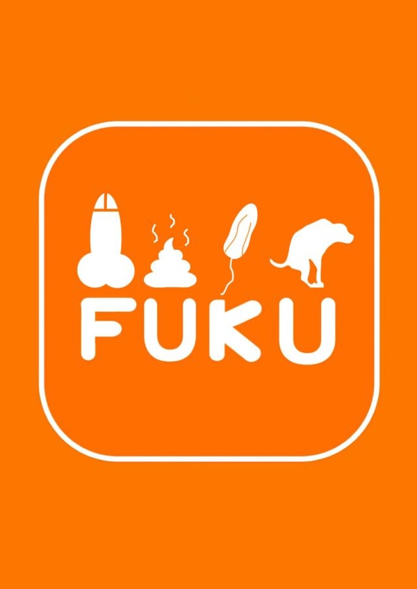 Funny greetings card - FUKU - orange icons created by crackerjack