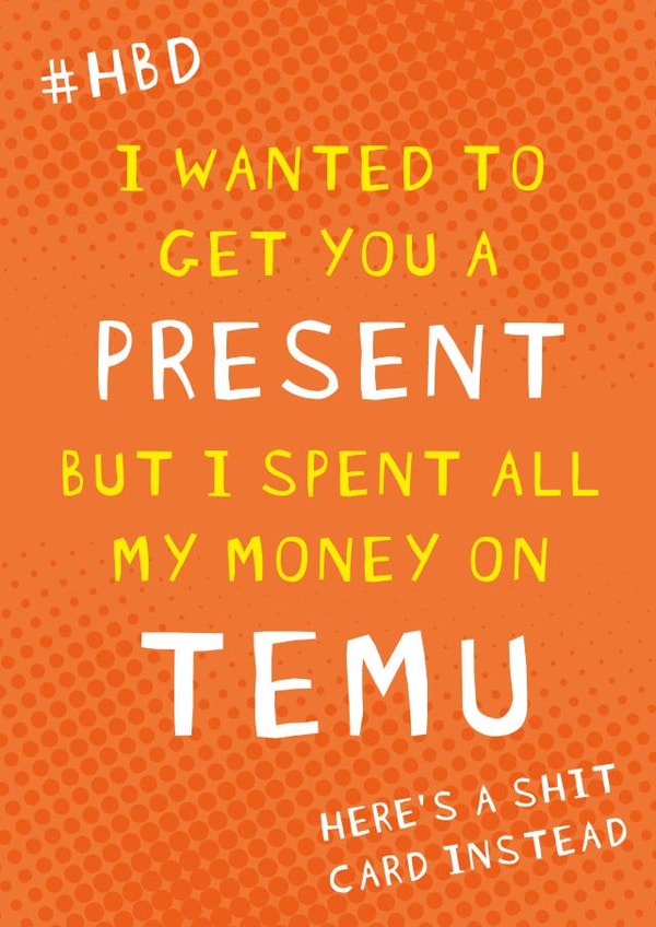 Funny Birthday Card - TEMU created by NICOLA TRAVIS