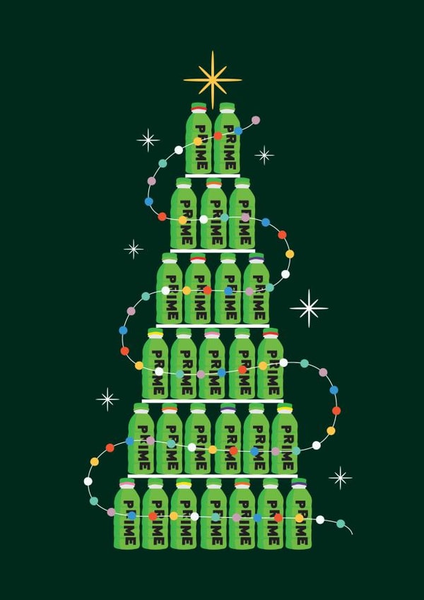 Christmas Card for Teenagers – Prime Bottle Christmas Tree created by Joyful Joyful