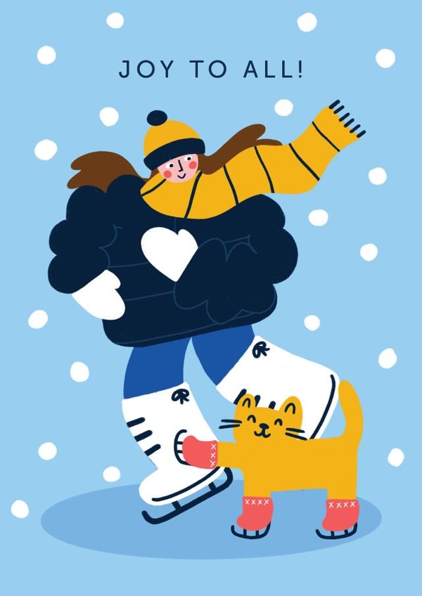 Cute Ice Skating Christmas Card with Cat created by Lucy Maggie Designs