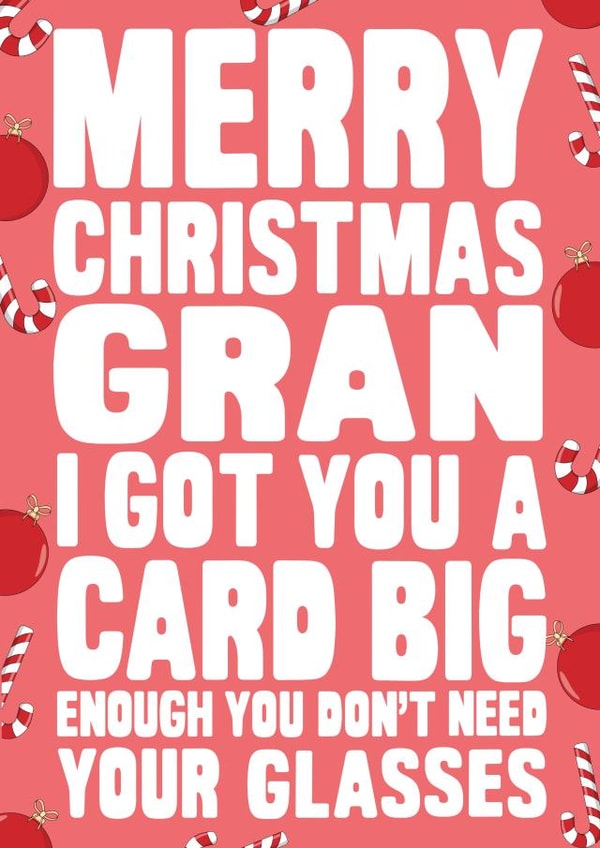 Giant Writing Funny Christmas Card For Gran created by Naughty Nice