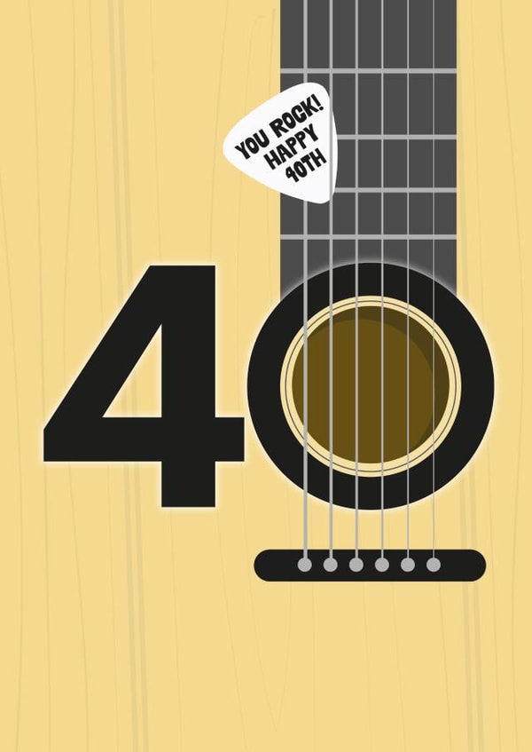 40th Birthday Acoustic Guitar Card - For Your Friend who Rocks! created by Cookie Design