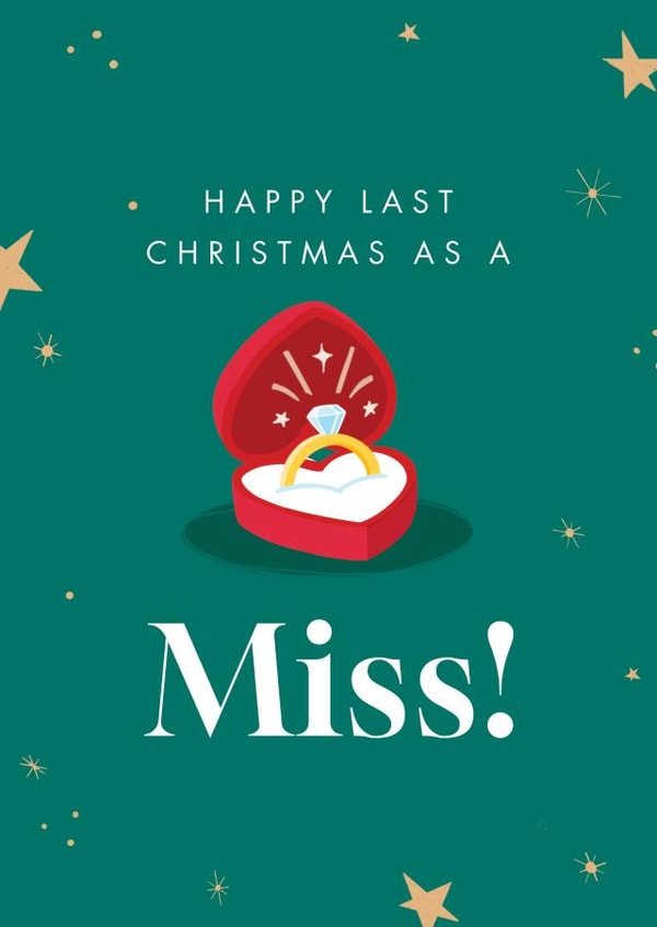 Keepsake Christmas Card for Her - Last Christmas As a Miss created by The Cake Thief