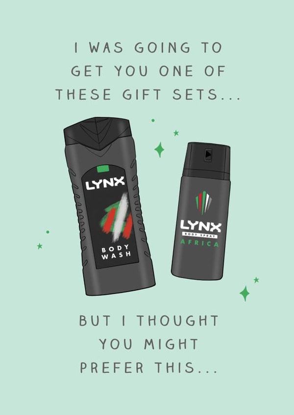 Funny Lynx Africa Toiletry Gift Set Christmas Card - for Surprise Gift created by The Cake Thief