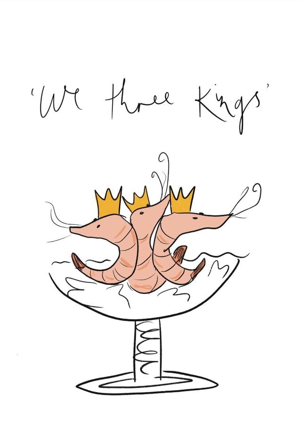 We Three King Prawns - Funny Christmas Card created by Bellynam Studio