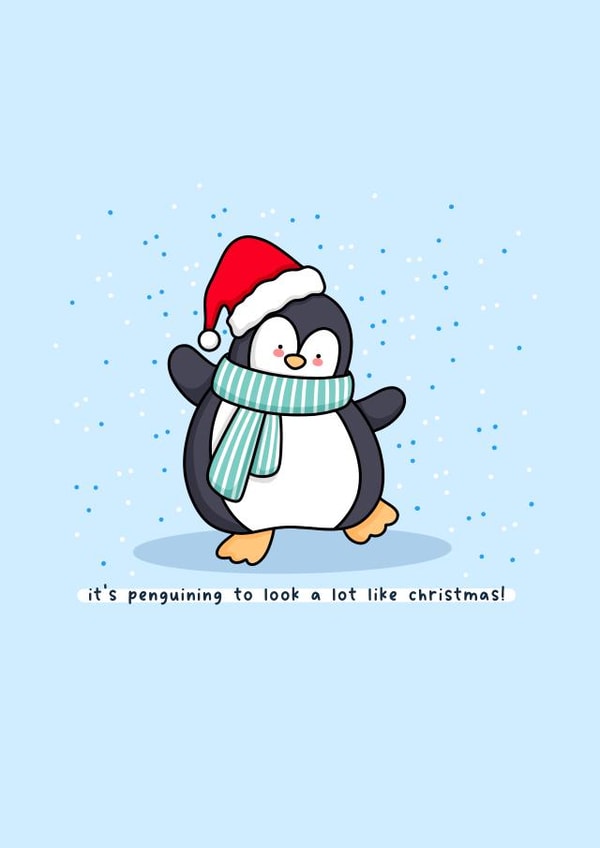 Cute Christmas card - Penguin created by Rosalie Perl