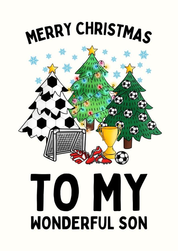 Cute Christmas Card - Football - Wonderful Son created by Sundiva Designs