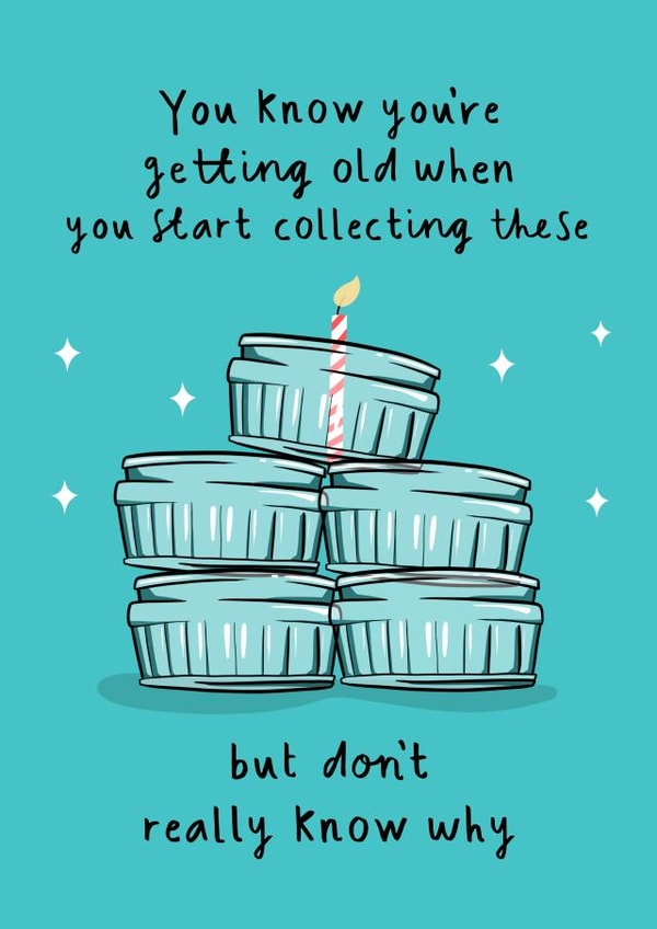 Funny Birthday Card - Gu Pots Getting Old - Glass Ramekin collection created by Running with Scissors