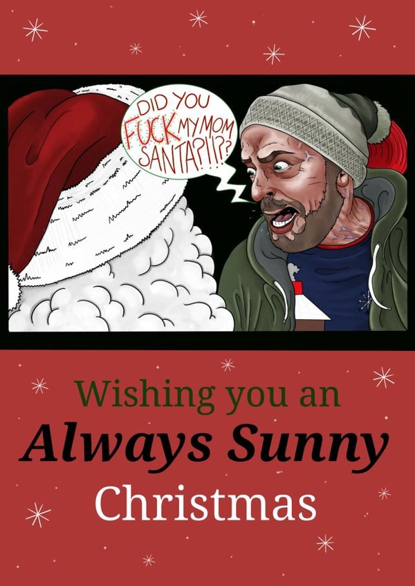 It's Always Sunny in Philidelphia Christmas Card - Charlie & Santa created by PinkArt666