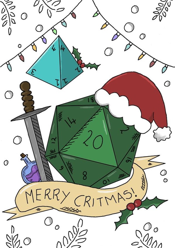 Cute Christmas Card - Dungeons and Dragons created by Aweirdandwonderful🍄