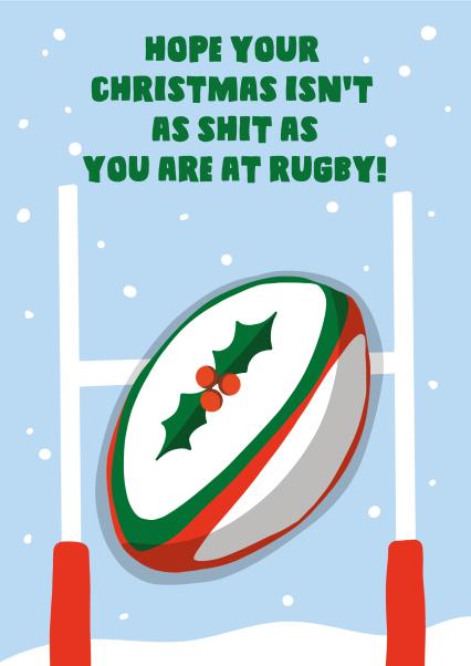 Funny Rugby Christmas card - For your Rugby obsessed friend | thortful