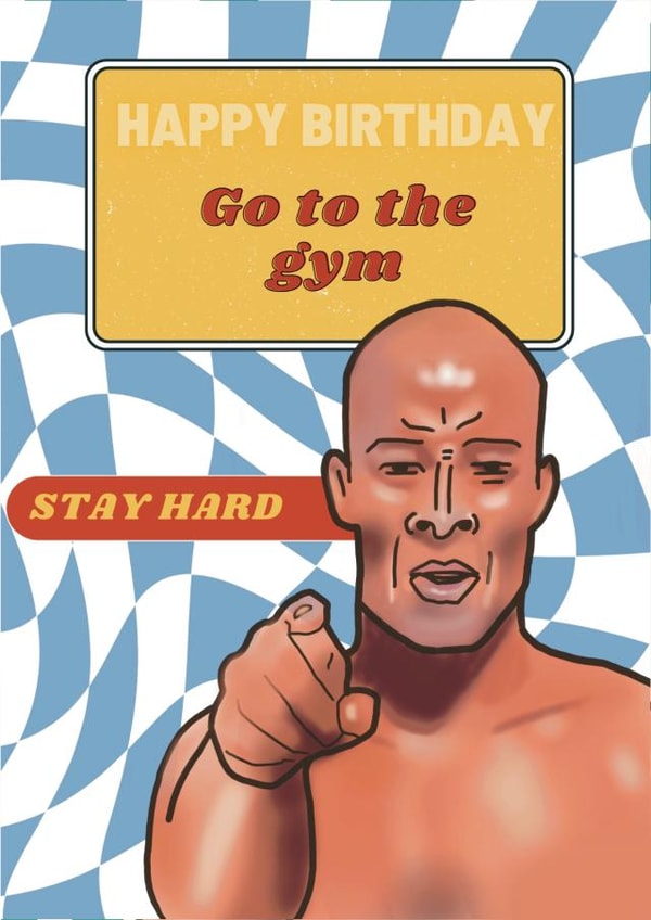 David Goggins Go the Gym Birthday Card created by Deborah Woodthorpe Illustration