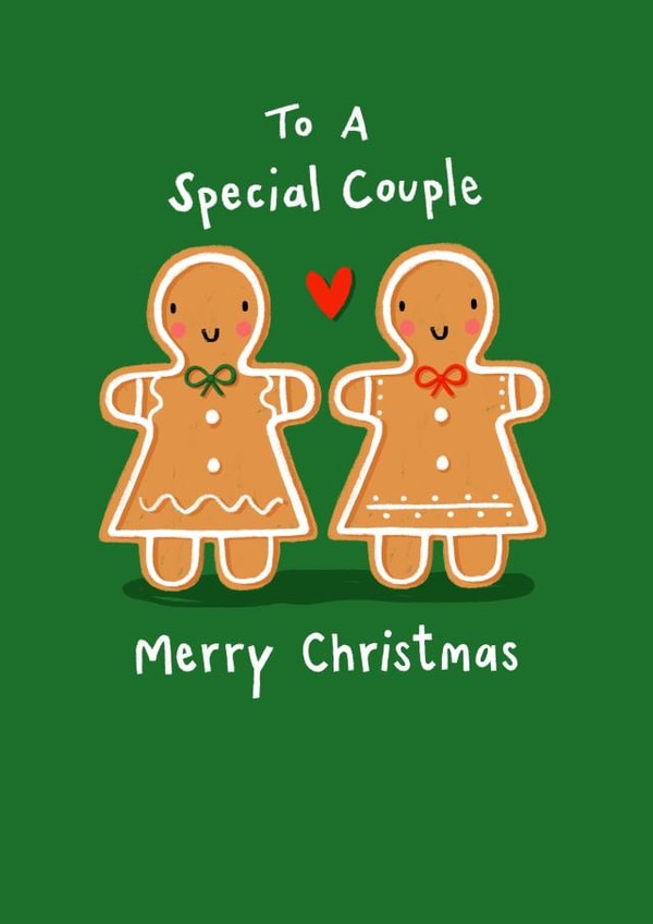 Cute Christmas Card - Gingerbread Gay Couple - Female created by Nicola Watson