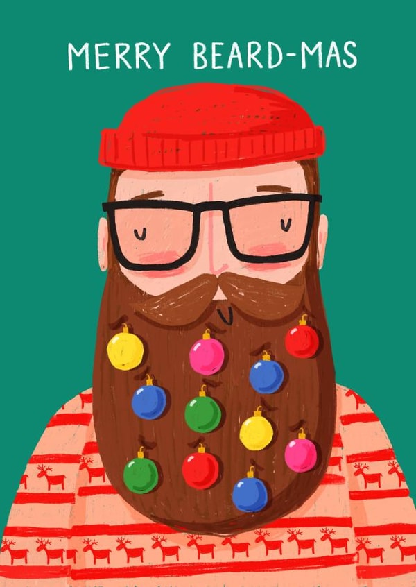 Merry Beard-mas Pun Christmas Card created by Nicola Watson