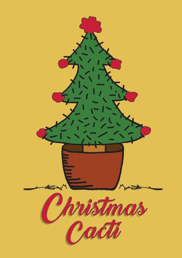 Retro Christmas Cacti card for all your plant loving friends created by Sal Roydhouse