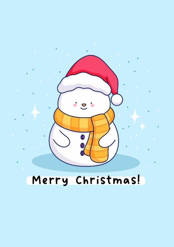 Cute Christmas Card - Snowman themed - kawaii Christmas card created by Rosalie Perl
