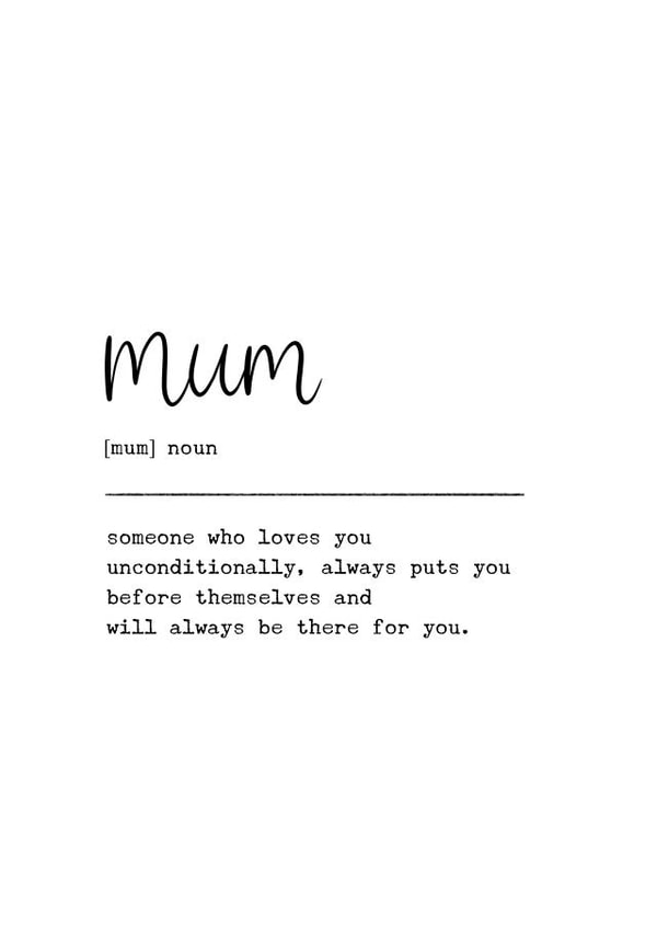 Heartfelt Birthday Card - Mum - Definition created by Kalm Lettering