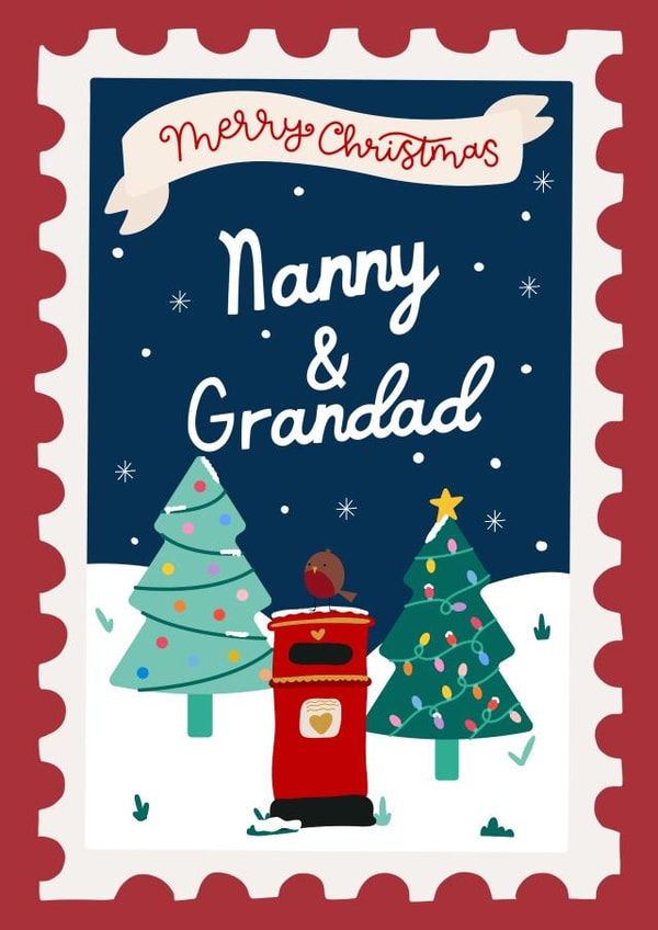 Cute Illustrated Grandparent Christmas Card created by Pearl Studio
