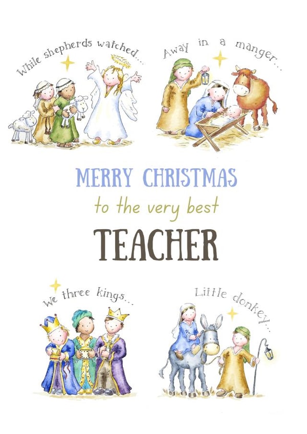 Nativity Christmas card for a teacher - Cute Nativity Drawing created by Kate Garrett